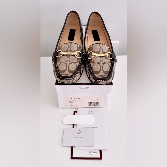 Coach Brown Signature Canvas & Leather ‘Eve’ Horsebit Loafers, Size 9 - Picture 3 of 8